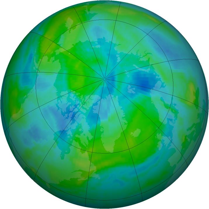 Arctic ozone map for 14 September 1985
